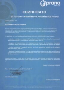 certificazione installatori ufficiali Emilia Romagna di VMC PRANA - EO GEA